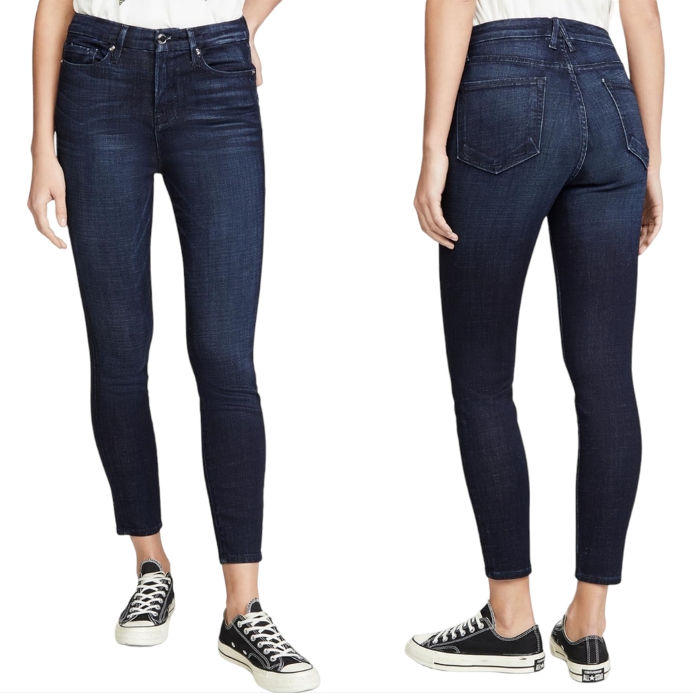 Good American Women's Good Waist Crop Jeans in Blue025 dark wash